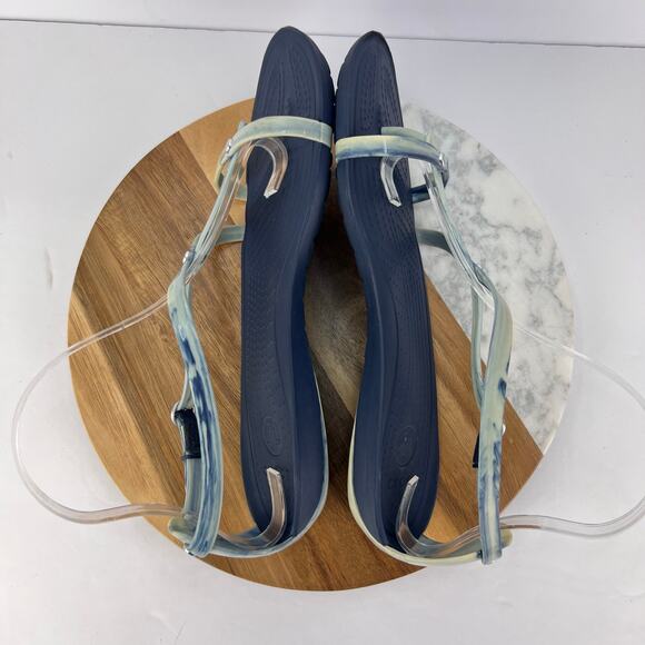 EUC Crocs Really Sexi Marbled Blue White Strappy Tie Dye Thong Flip Sandal 9 - Picture 5 of 8